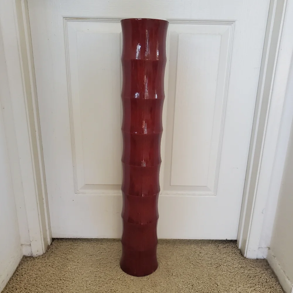 Z Gallerie Wooden Bamboo Vase w/Fabric Floral Display